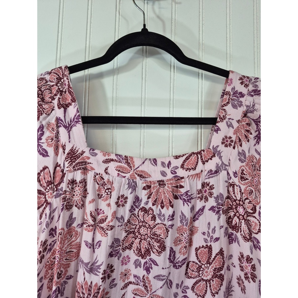 Pink Floral Scoop-Neck Maxi Dress with Short Sleeves - Picture 3 of 9